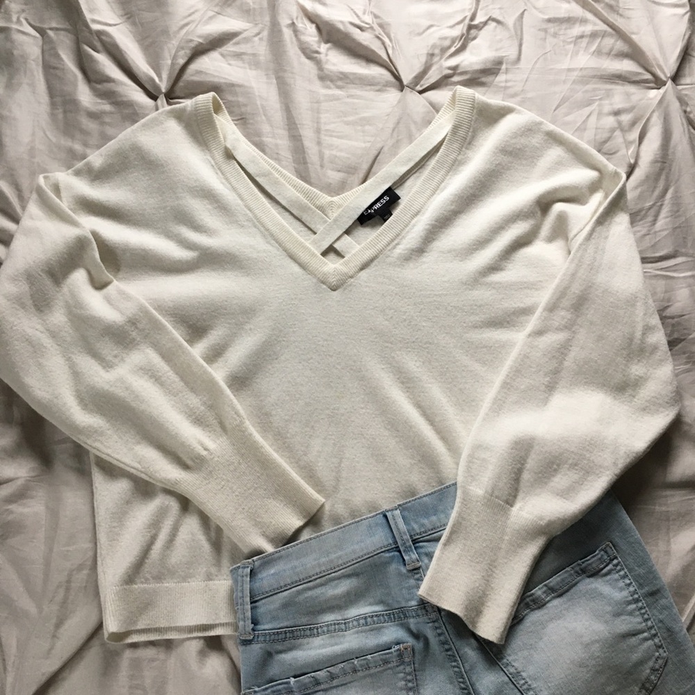 White V-Neck Sweater